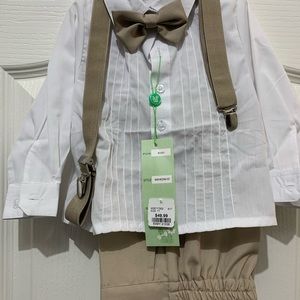 Toddler Wedding Outfit, tan/white, sz 1T